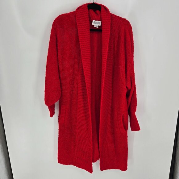 Sideffects vintage Medium Red chunky knit longline open front sweater cardigan - Picture 10 of 10
